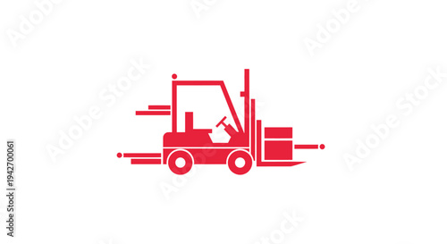 Red Forklift Truck Icon for Industrial Logistics and Material Handling.