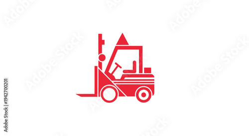 Red Forklift Truck Icon Vector Illustration.