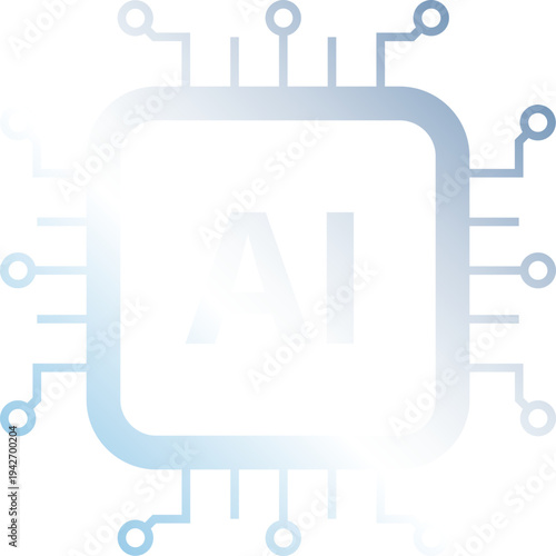 AI Processor Chip Technology Cloud Sky Blue Gradient Icon