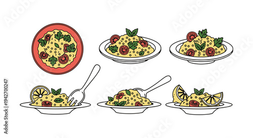 Tabouleh Plate Line art vector modern bold abstract artwork illustration