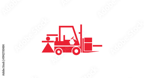 Red Forklift Truck Lifting Heavy Load Safely.