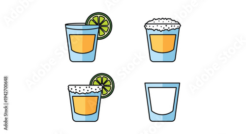 Tequila Shot Line art vector bold abstract gradient color illustration