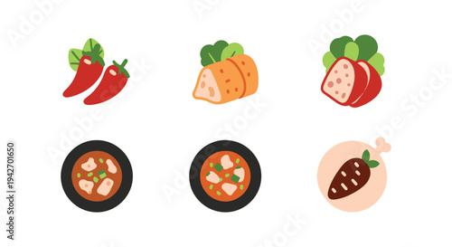 Thai Basil Chicken Line art dynamic smooth abstract illustration