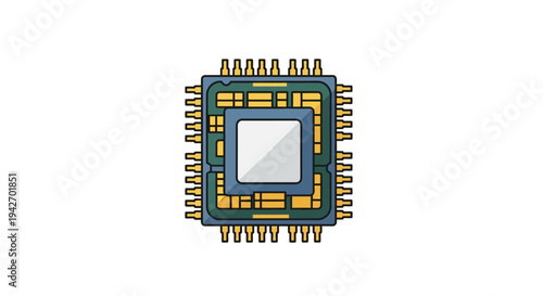 Advanced Processor Chip Illustration Representing Modern Digital Technology and Engineering