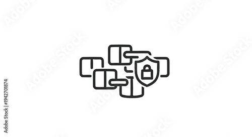 Secure Data Blocks with Shield and Lock Icon.