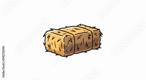 A cartoon illustration of a rectangular hay bale tied with string
