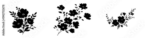 Whispers of Nature: Black and White Floral Silhouette