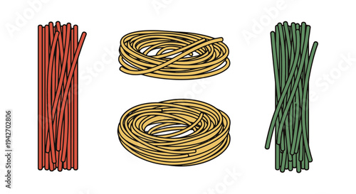 Tagliatelle Line art vector dynamic abstract vibrant color