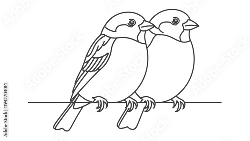 Pair of Birds Illustration: A simple yet elegant illustration depicts a pair of charming birds perched side-by-side, showcasing companionship.