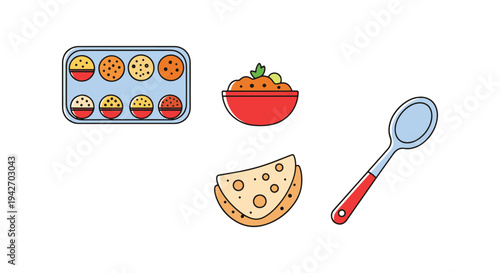 Thali Line art vector set abstract minimal color