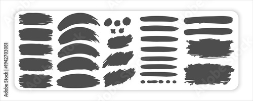 Hand-Drawn Grunge Brush Strokes Collection Paintbrushes or  Black Spiky Shapes Set and Abstract Black Ink Brush Strokes Pattern