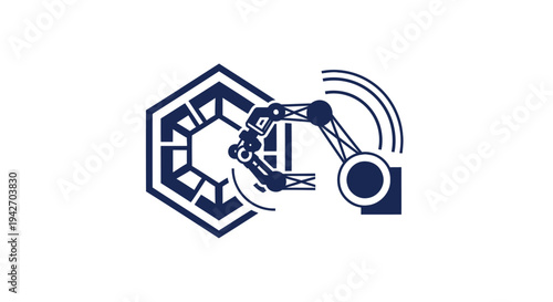Robotic Arm Manipulating Hexagonal Structure with Wireless Signals.