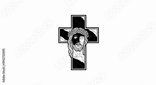 Striking religious symbol with dramatic depiction of Jesus on a cross