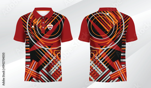 red and black polo sport shirt sublimation jersey template