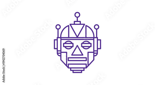 Retro Robot Head Icon with Geometric Design.