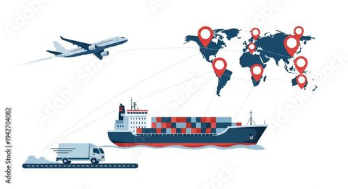 Global Logistics Transportation Modes Illustrated.