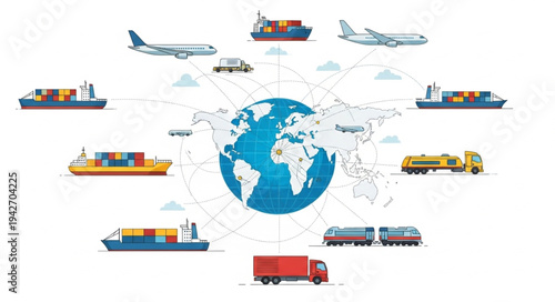 Global Logistics Transportation Modes Worldwide.