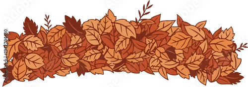 A decorative arrangement of autumnal leaves in warm shades