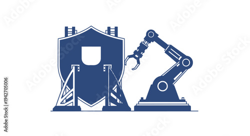 Robotic Arm Protecting Shield Symbolizing Security.
