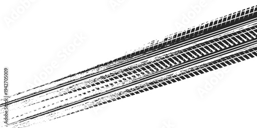 Auto tire tread grunge element. Car and motorcycle tire pattern, wheel tyre tread track. Black tyre print.
