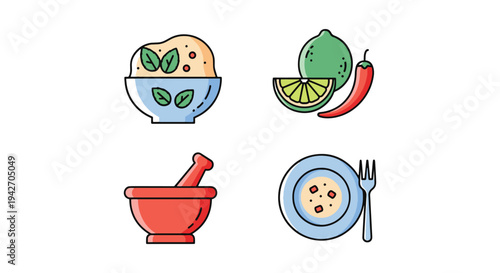 Laab Moo Line art vector set clean minimal abstract tone