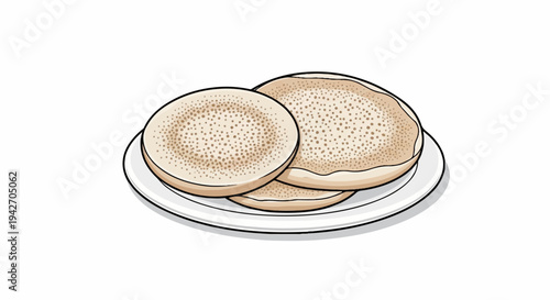 Three fluffy pancakes with a textured surface served on a white plate