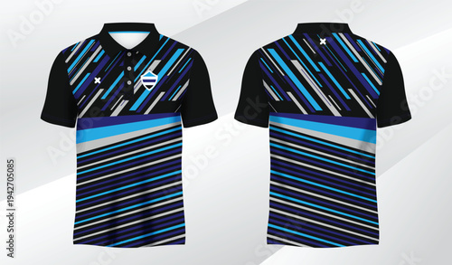 blue  and black polo sport shirt sublimation jersey template