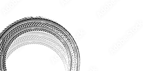 Auto tire tread grunge element. Car and motorcycle tire pattern, wheel tyre tread track. Black tyre print.