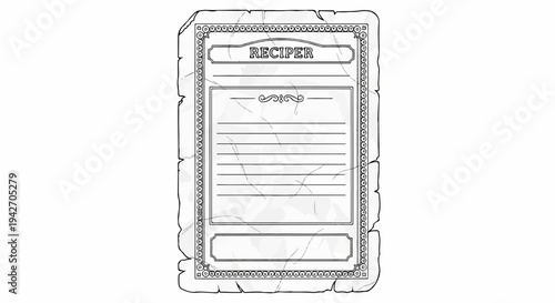 Aged parchment with decorative border and recipe lines