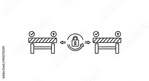 Security Barrier and Lock Symbol with Arrows.