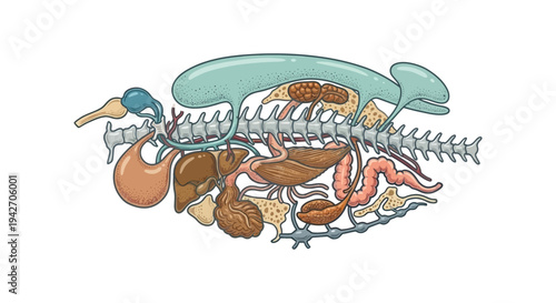 Detailed Animal Internal Organs Anatomy Diagram