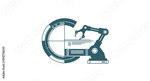 Robotic Arm Aiming at Target with Data Displayed.