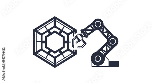 Robotic Arm Assembling a Geometric Structure with Precision.
