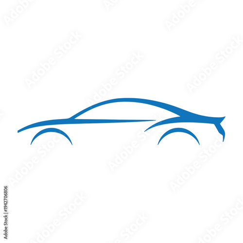 A sleek and modern outline of a stylish blue sports car silhouette