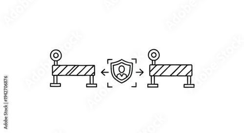 Security Barrier and Protected Person Icon.
