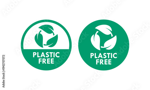 Plastic free logo template illustration. there are leafs. suitable for product label