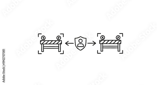 Security Barrier and Protected Person Icon.