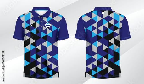 blue  and black polo sport shirt sublimation jersey template