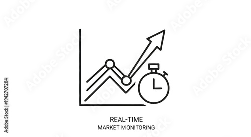 Real Time Market Monitoring Graph with Stopwatch Icon.