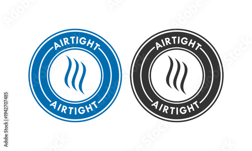 Airtight logo with wave symbols in solid blue, representing protection, air circulation, and secure sealing for industrial or storage solutions.