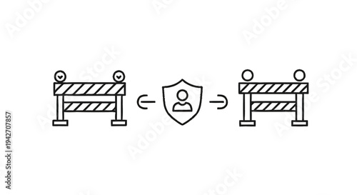 Security Barrier and Protected Person Icon.
