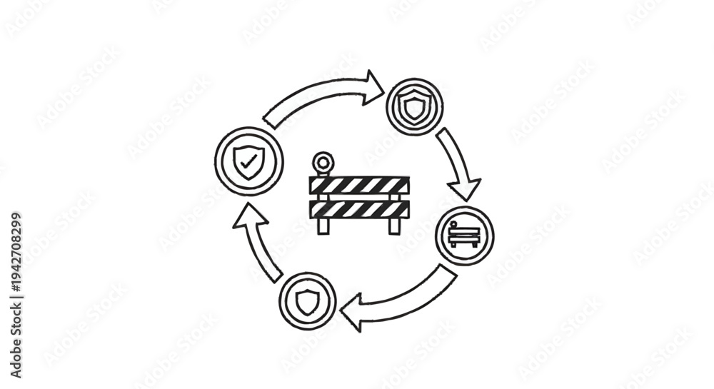 Obraz premium Security Barrier and Protection Cycle Icons.