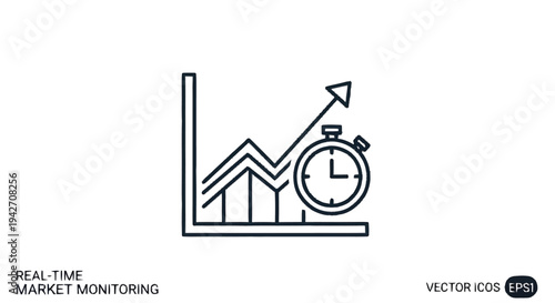 Real-Time Market Monitoring Graph with Stopwatch Icon.