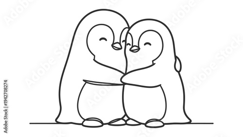 Penguin embrace: Two charming penguin figures, united in a loving embrace, embody the spirit of affection, connection, and the joys of togetherness.