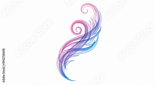 Flowing wisps of pink and blue watercolor blend into ornate swirls