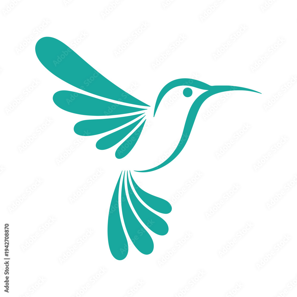 Obraz premium Graceful hummingbird in mid-flight with spread wings and tail feathers