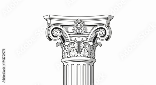 Ornate capital of a classical fluted column, with scrolls and acanthus leaves