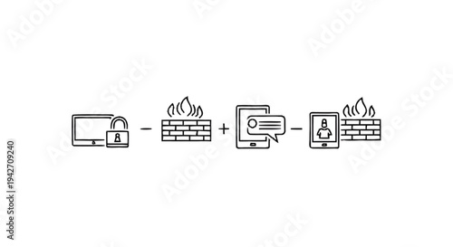 Secure Digital Communication Firewall Protection Concept.