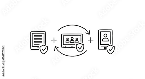 Secure Digital Document and Data Transfer Process Illustration.