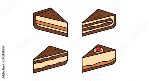 Tiramisu Line art vector set creative abstract color design